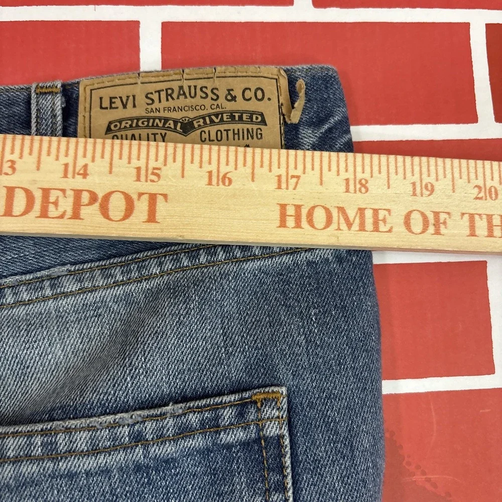 Levi's 606 Orange Tab Jeans Big E 33x32 Denim Straight Distressed Patched Knees